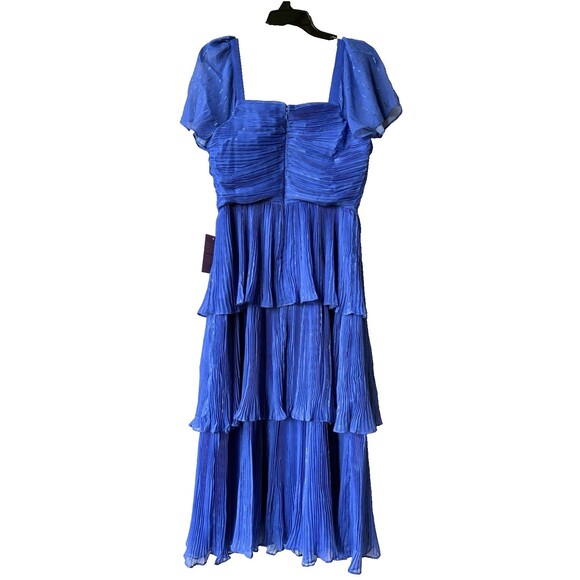 IVY CITY CO. womens Cecily Midi Dress size 8 Cobalt Blue Sparkly Tier Pleated - Picture 7 of 11